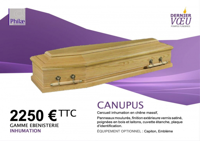 Cercueil inhumation CANUPUS