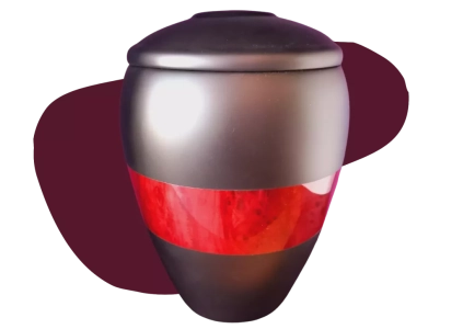 Urne Résine et fibre de verre - bandeau rouge 220€